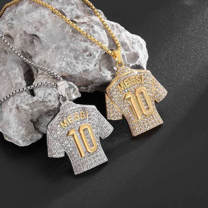 Fashionable and Creative No. 10 Jersey Mens Necklace Personality Charm Hip-Hop Punk Football Jewelry Gift for Wen X250224