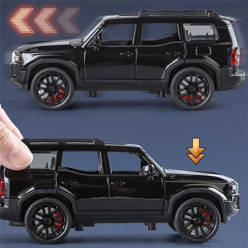 1/32 2024 PRADO Land Cruiser SUV Alloy Diecast Metal Off-road Vehicles Car Model Sound Light Childrens Toy Gift Free shipping