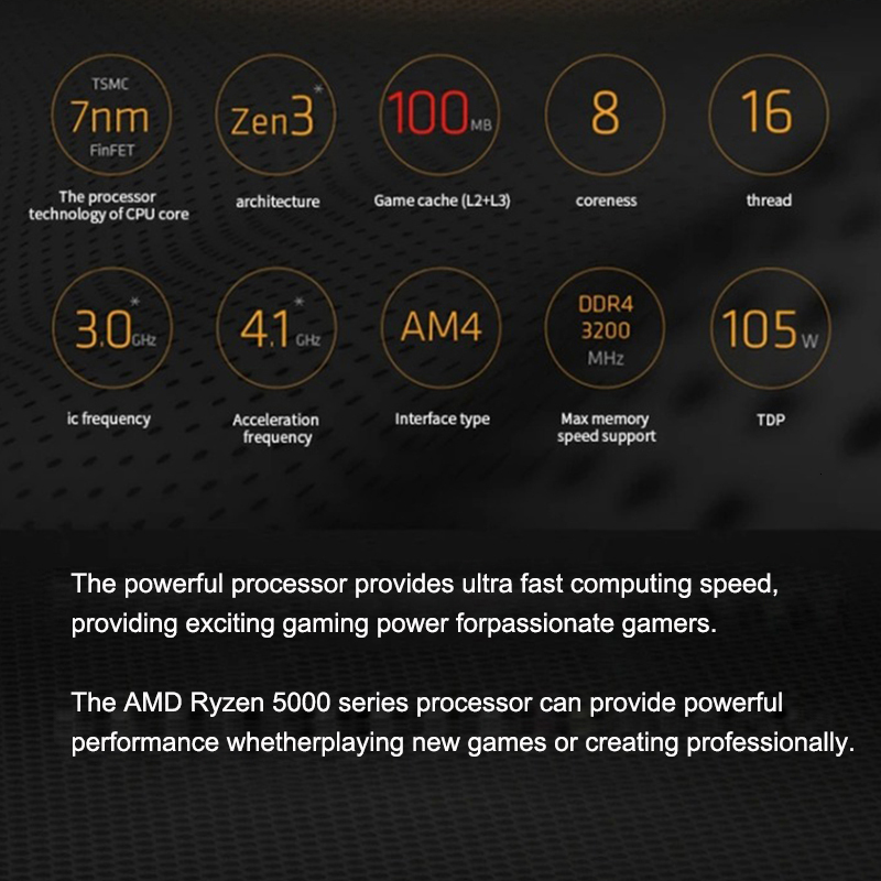 AMD Ryzen 7 5700X3D CPU R7 5700X3D Processor 4.1 GHz 8-Core 16-Thread Zen 3 CPU 7NM L3=96M Socket AM4 New Without Fan