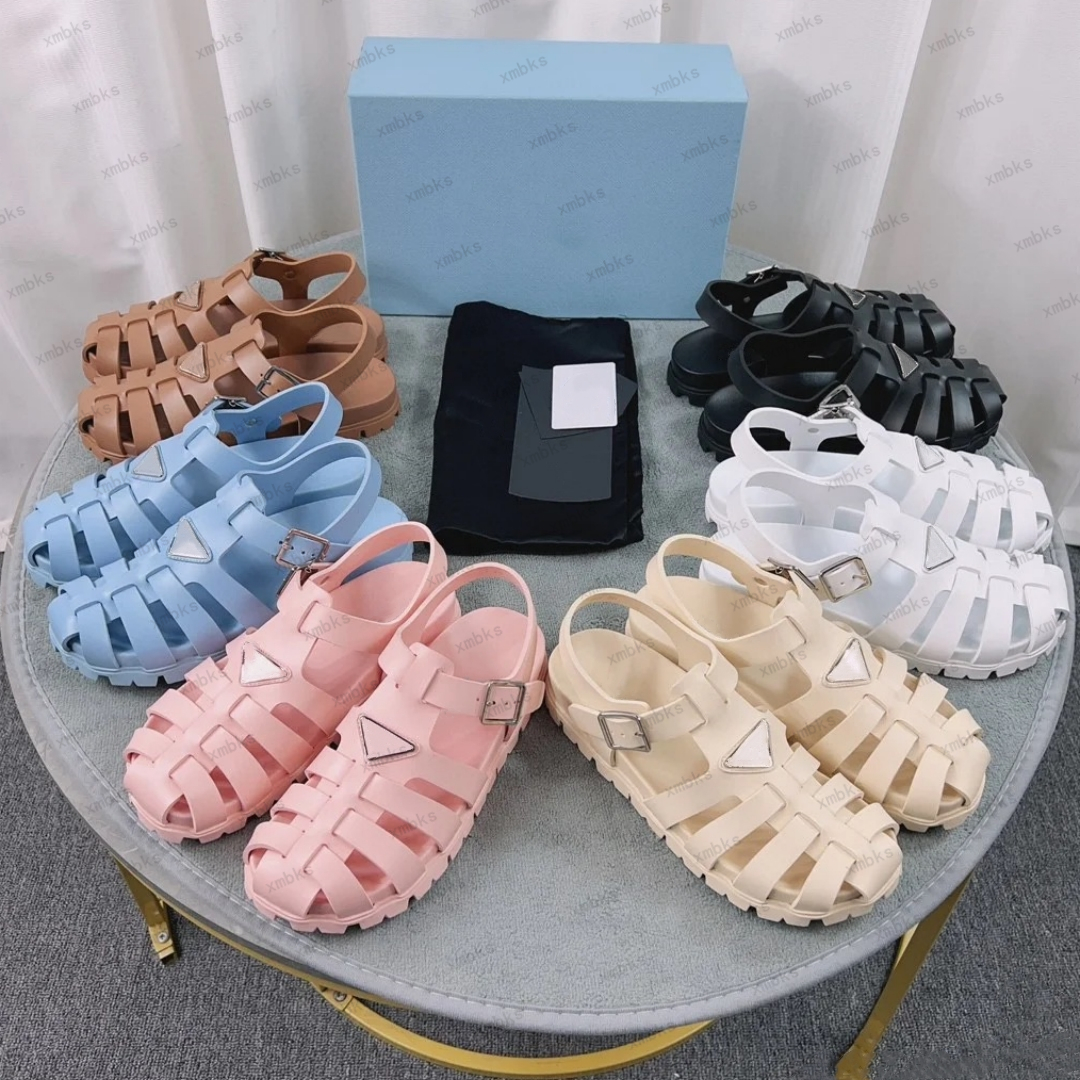 Designer Monolith Foam 55mm Sandals Rubber Thick Soled Gear Hollow Baotou Ladies Heightening Buckle Roman Tide Beach Sandal Alabaster PKMQ#
