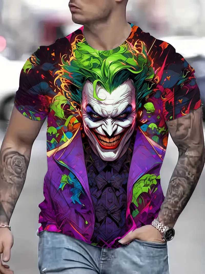 2024 Mens Summer 3d Clown Print T-Shirt Street Trend Hip Hop Short Sleeve Mens clothing Oversized t-shirt graphic t shirts W250224