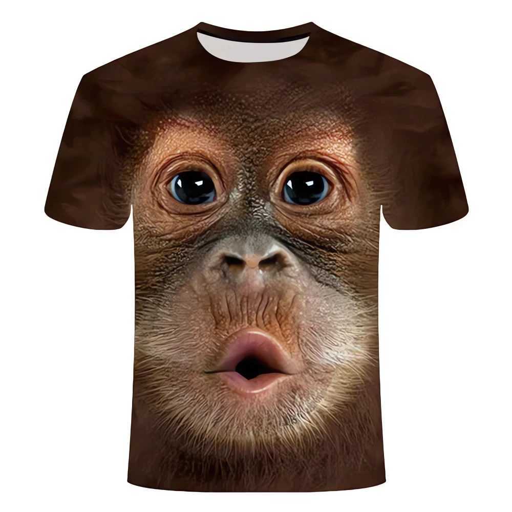 New Mens T-Shirt Fashion 3D Monkey Printed T-Shirts for Men Summer Casual Round Neck Tops Short Sleeve Oversized Funny T Shirt W250224