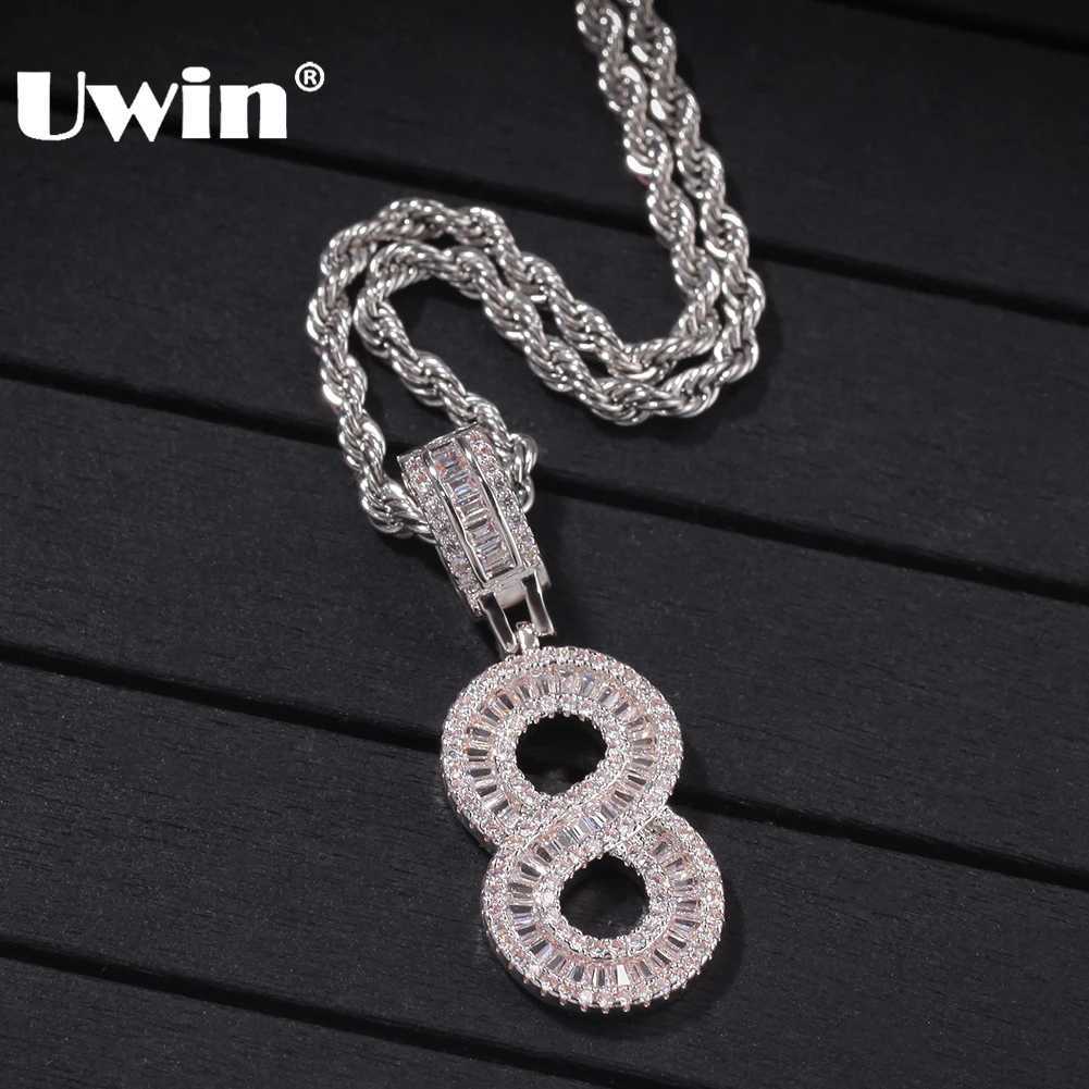 UWIN baguettecz Numbers Chain Necklaces Pendant Rope/Cuban Chain For Men Wen Fl d Out Cubic Zircon Hiphop Jewelry X250224