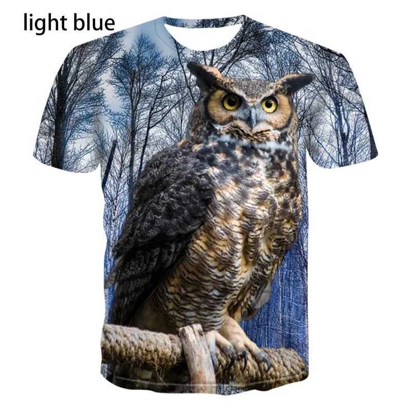 Mens Womens Fashion Printing Owl 3D Men T-Shirt Summer Cute Bird Pattern Short Sleeves Animal Tee W250224