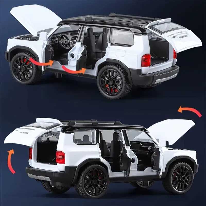 1/32 2024 Prado Land Cruiser Alloy Die Casting Metal Off road Model Car Sound and Light Childrens Toy Gift Free shipping