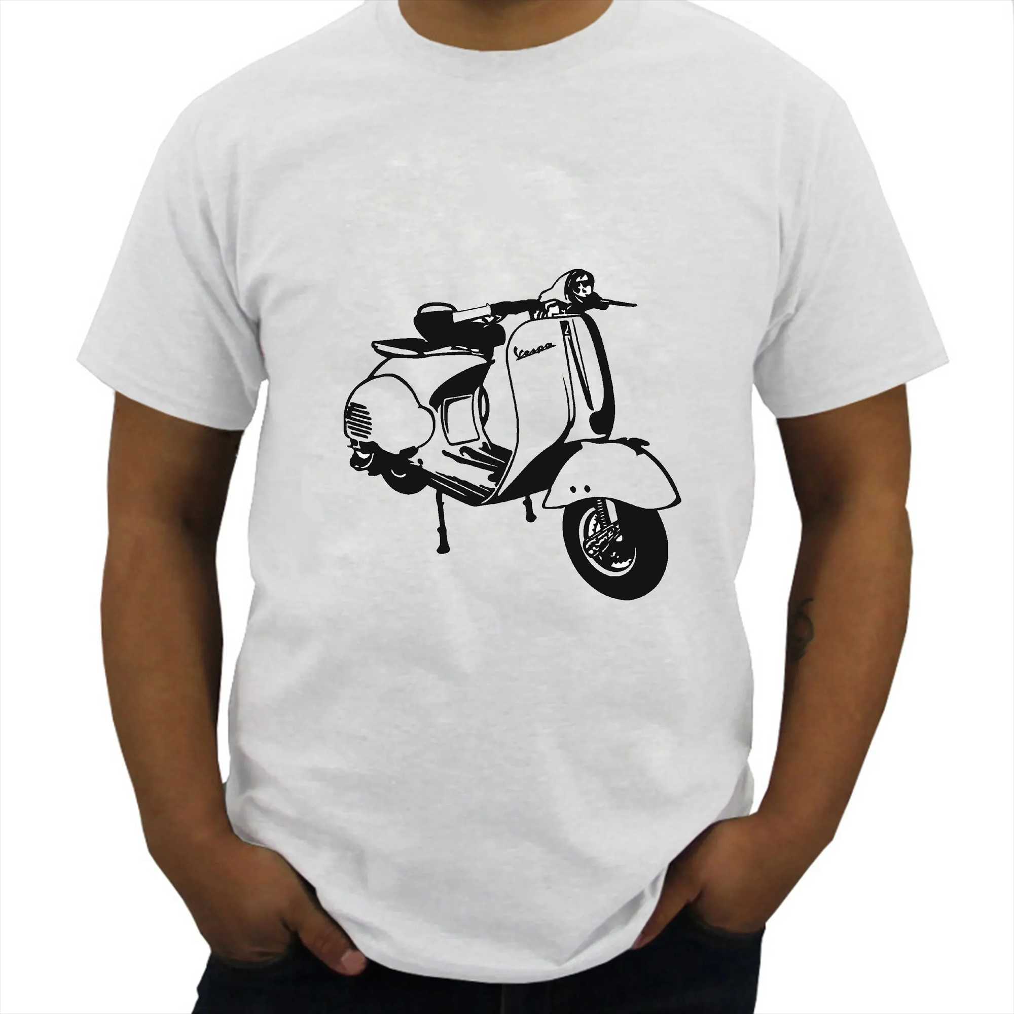 Retro Street Harajuku Motorcycle T-shirt Short SLeeve Top Mens Shirt Fashion Neutral T-shirt Printed Blakc White T-shirt W250224