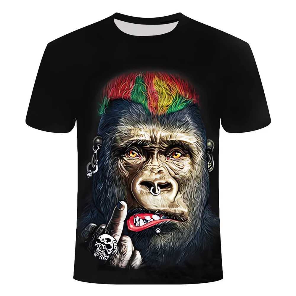 New Mens T-Shirt Fashion 3D Monkey Printed T-Shirts for Men Summer Casual Round Neck Tops Short Sleeve Oversized Funny T Shirt W250224