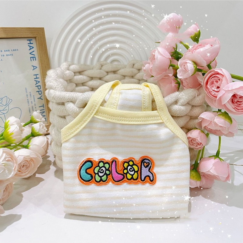 Puppy Kitten Pure Cotton Clothes with Letter Embroidery, Cool and Breathable Striped Pet Vest in Summer for Pup and Small Dog, Teacup, Pomeranian XXS 