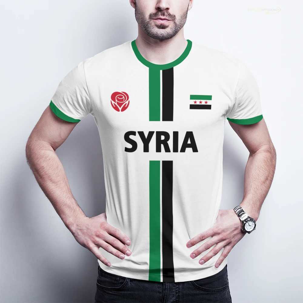 Free Syrian flag pattern T-shirt mens sports T shirt NATIONAL emblem 3D print street loose unisex casual tops W250224