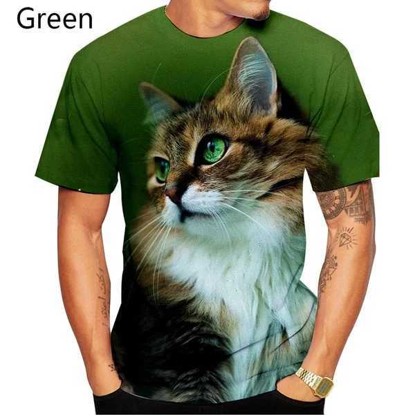 Summer fashion cool T-shirt mens and womens 3D T-shirt printed cat casual short sleeved top W250224