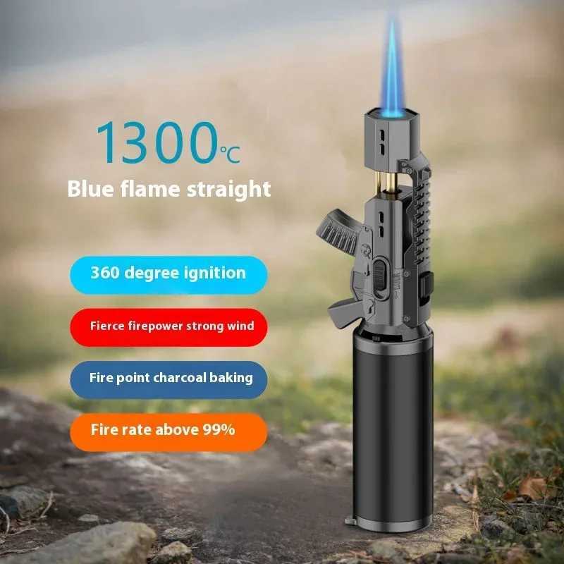 New Style Direct-Flush Blue Flame Torch Lighter Windproof Gun Lighter Butane Inflatable Lighters Home Tool Adventure LightersT250224
