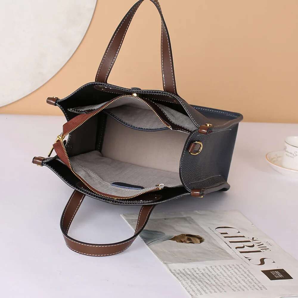 Hot Sale Blue Large Tote 100% Real Women Handbag Office Business Ladies Shoulder Bag Cowhide T Leather Briefcase