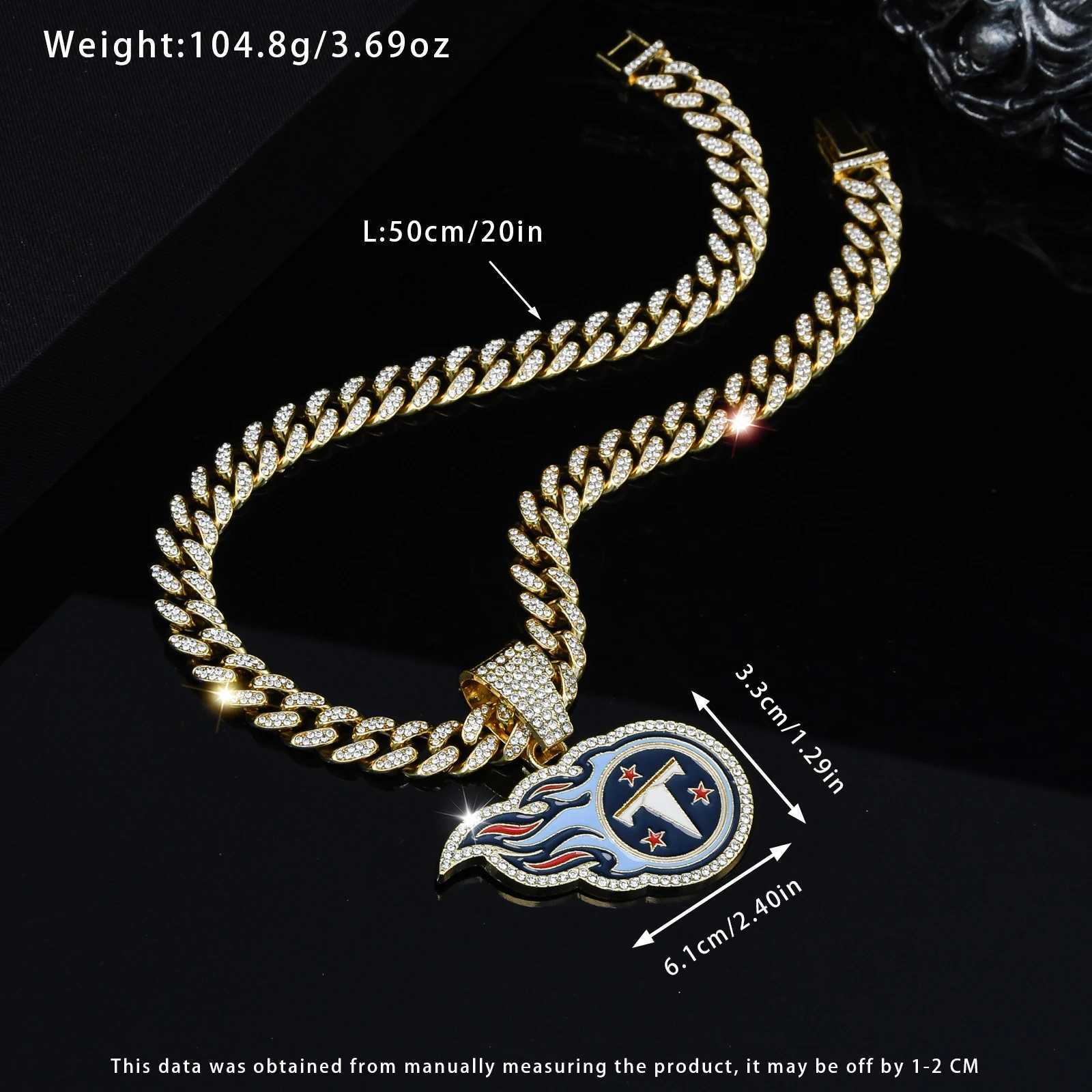 Icy Rhinestone Cuban Chain Blue Fireball Zinc Alloy Pendant Punk Jewelry for Mens Wear X250224