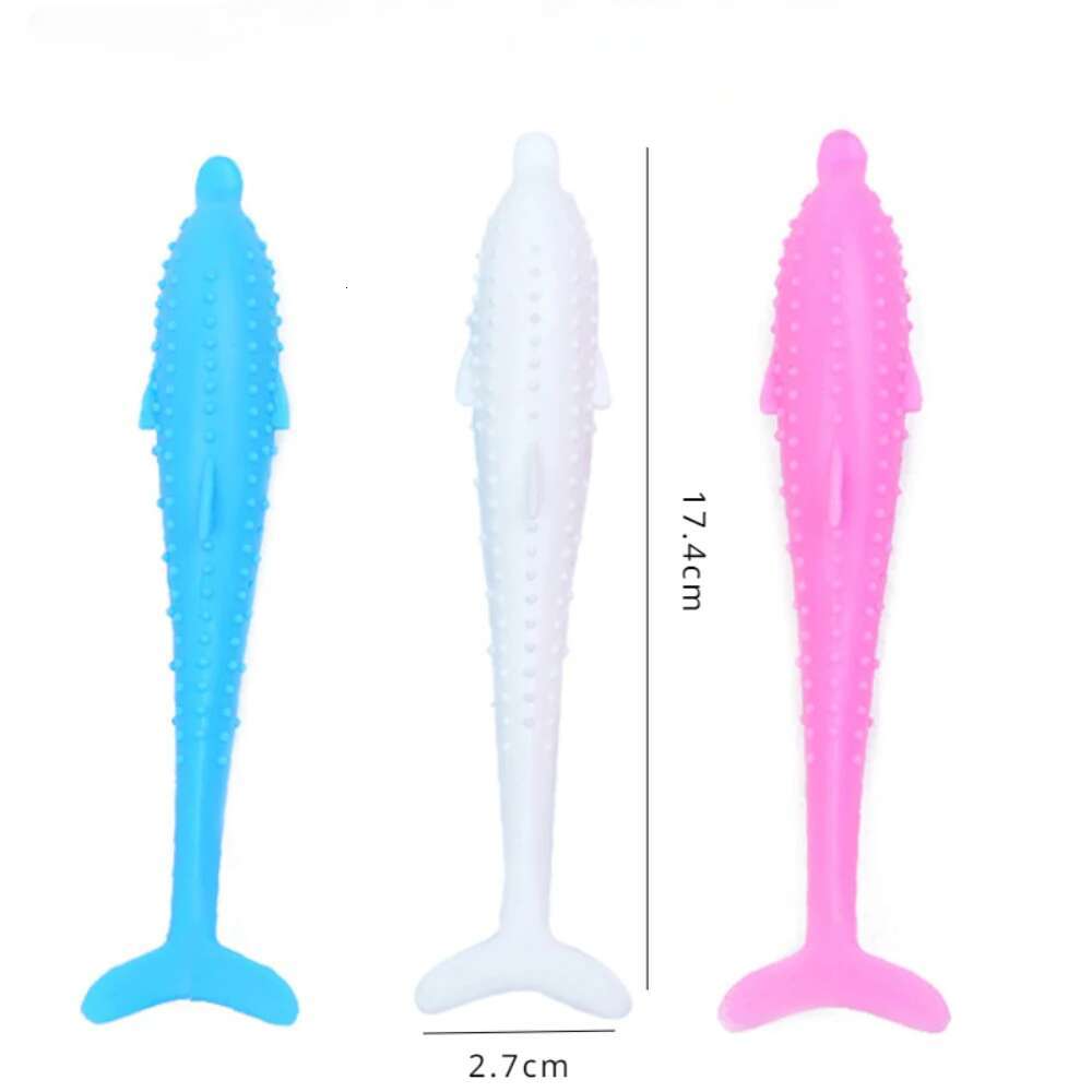 Brushing Teeth Cleaning Cat Stick Fish-shaped Silicone Toy Chew Resistant Interactive Toys Caip Pet Supplies