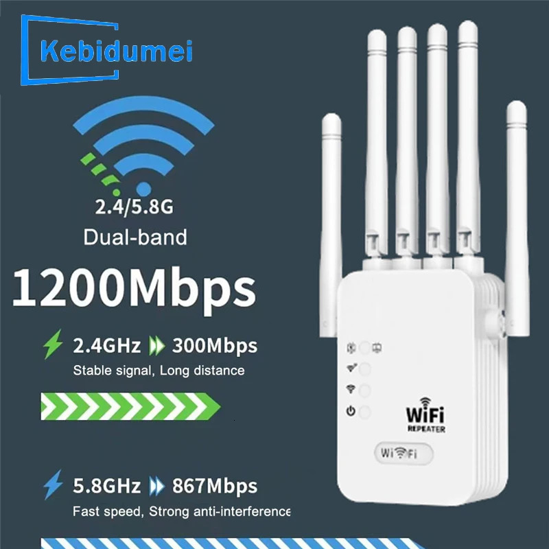 1200Ms 24G 5GWiFi Dual Band Repeater Wireless Signal Range Extender WiFi Amplifier Router Long Booster For Home 250213