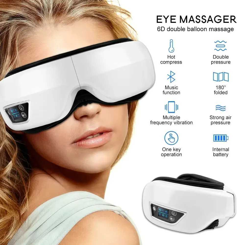 Eye Massager 6D Intelligent Airbag Vibration Eye Care Instrument Hot Compression Bluetooth Eye Massage Glasses Fatigue Pouch WrinkleXJ250224