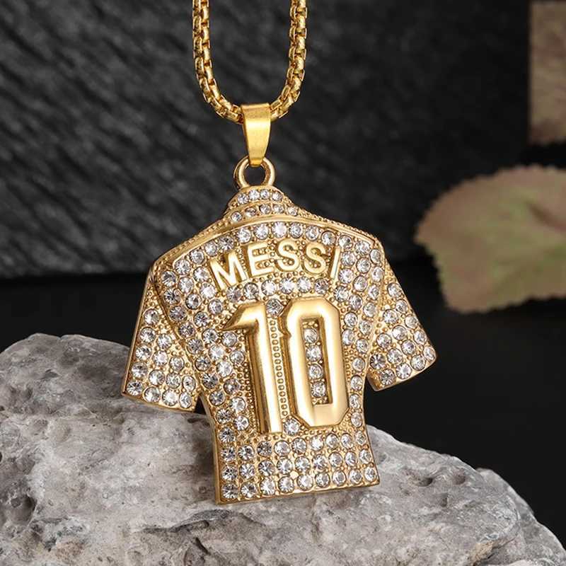 Fl Zircon Pendant Necklace Hip Hop Cool 10 Super Soccer Star Fans Stainless Steel Clavicle Charming Jewelry Men Necklace X250224