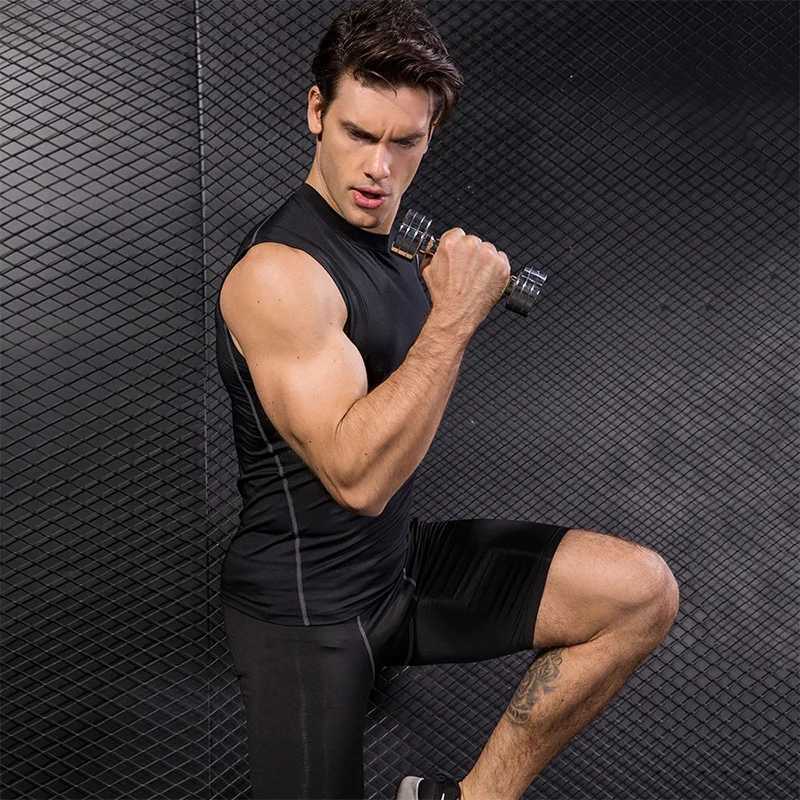 Men's Tank Tops Mens Gym T-Shirt Bodybuilding Basketball Tank Top Mens Quick Dry Compression Sleeveless Shirt Fitness Singlets Vest Male Clothes 