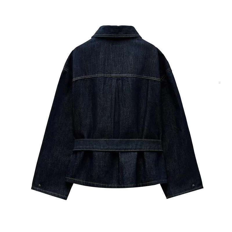 hoodie Designer Fashion Jacket Vintage Belt Denim Jacket Pants Set Women Lapel Single Breasted Jackets Pockets Straight Jeans Spring Lady Street Outfi