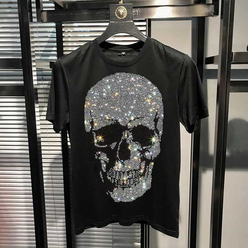 2024 New Trend Mens T-shirt Printed Cotton Round Neck Hot Skull Loose Top W250224