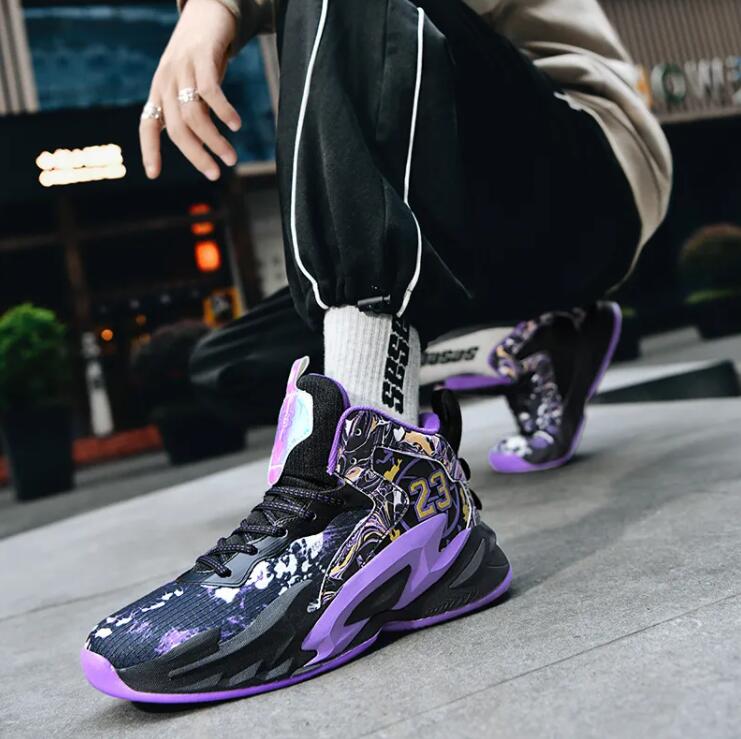 24 Basketball Shoes Black Purple Shock-Absorbing Non-Slip Sports Sneakers 35-45 Z 2.24-2