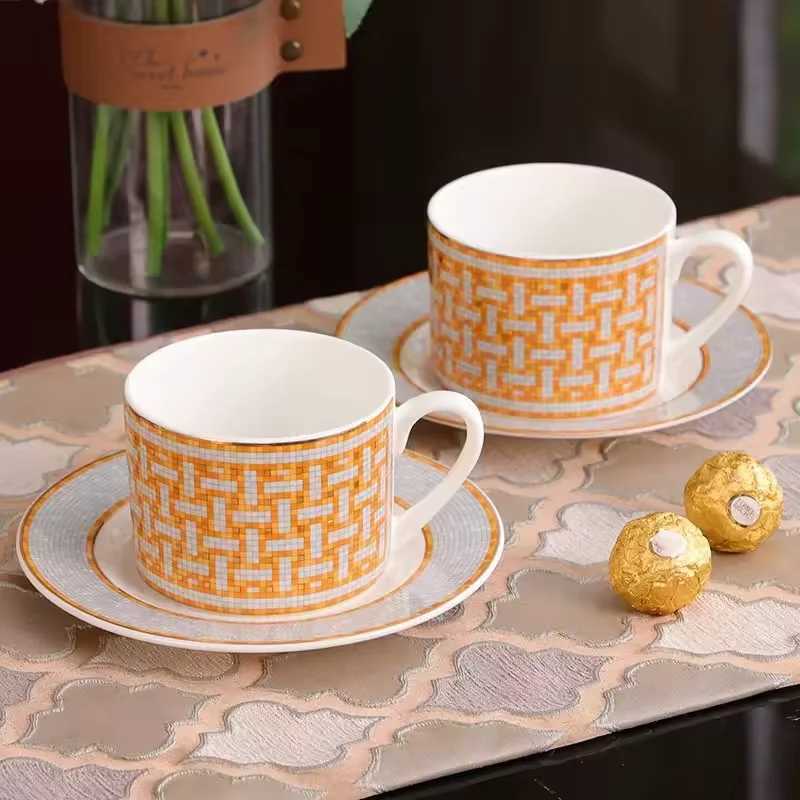 European Retro Light Luxury Ceramic Coffee Cup Home Bone China Cup And Saucer Set English Afternoon Tea Creative Teacup Cup GiftC250224