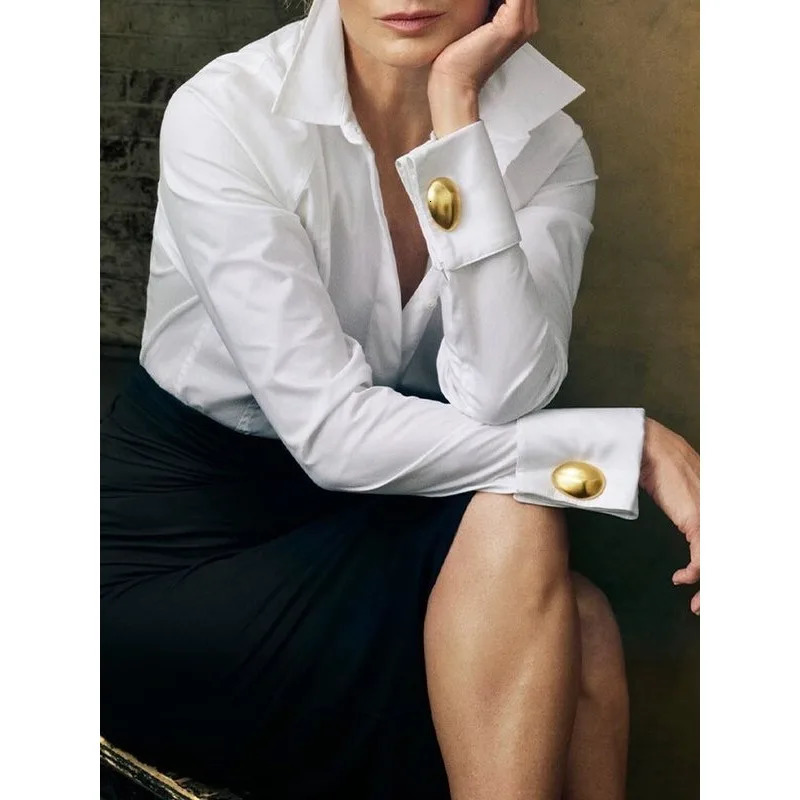Modigirl Womens White Shirts Office Lady Long Sleeves Classic Tops Autumn Spring Original Clothing Blouse for Woman 250222