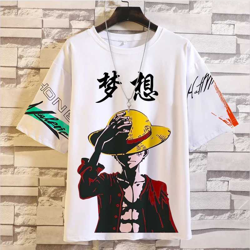 Mens T Shirt MINISO One Piece Cartoon Anime 3d Prints Casual Short Sleeve Tees Street Fashion T-Shirts Male Oversized Clothing W250224