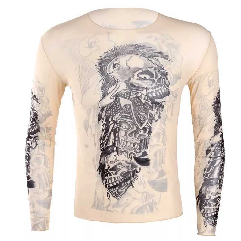 Trend Realistic Tattoo Graphic T Shirt For Men Spring Autumn Fashion 3D Printed Long Sleeve T-shirt Cool Streetwear Loose Tops W250224