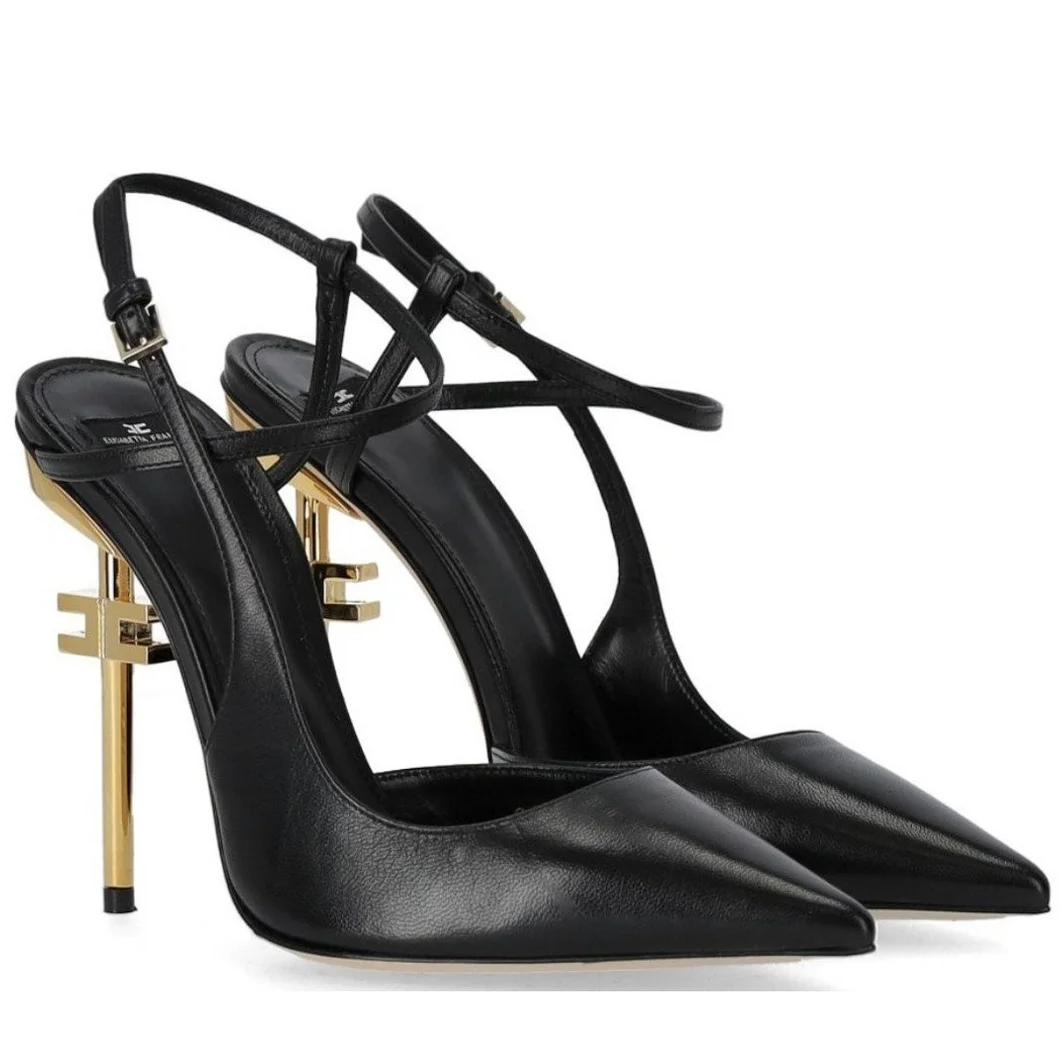 Sexy Franchi Sandals Shoes Nappa Leather Slingback Grosgrain Fabric Toe Cap Sculpted Heel Ankle Strap Party Wedding Dress High Heels EU35-42