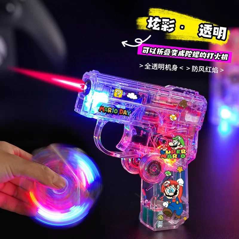 Creative Luminous Fingertip Spinner Folding Lighter Transparent Rotating Decompression Windproof Lighter Mens GiftsT250224