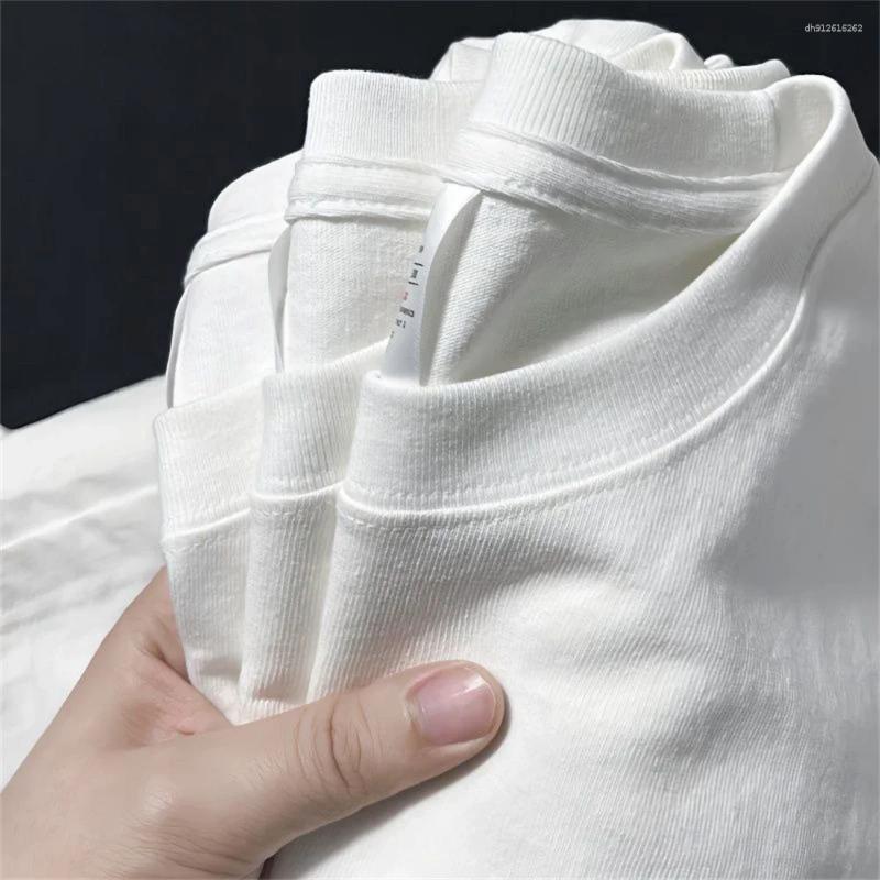 Men's T Shirts Heavyweight solid color non-transparent 250g pure cotton round neck short sleeve T-shirt, thick pure white undershirt, unisexT-shirt tops