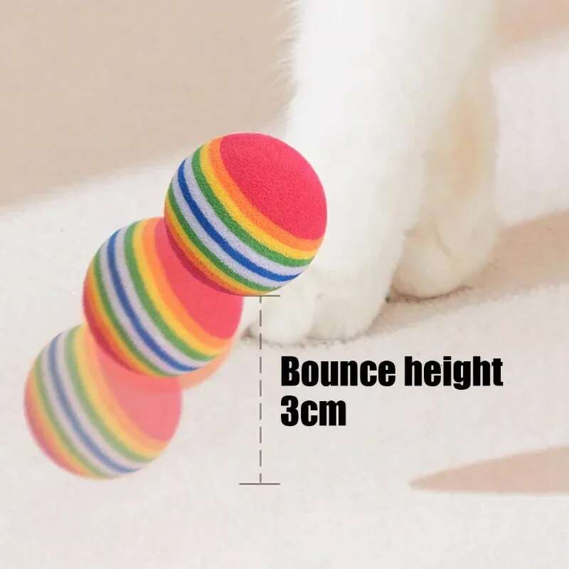 100/10PCS Toy Interactive Rainbow EVA Cat Dog Training Toys Soft Automatic Jumping Balls Pet Playing Supplies