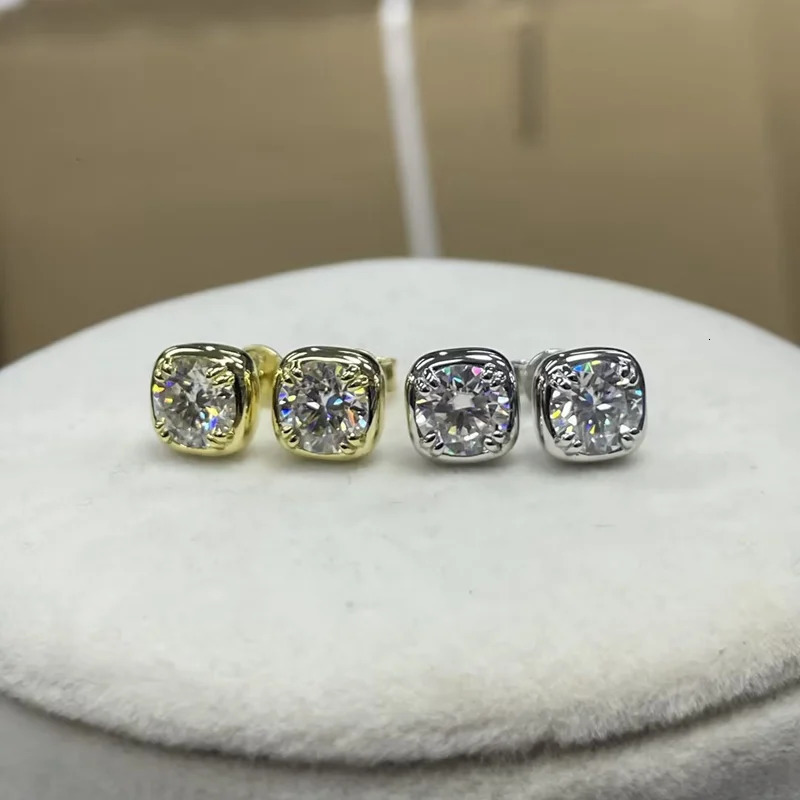 Lnngy Sparkling 6.5MM 1CT Earrings For Women Certified 925 Sterling Silver Square Shape Stud Earring 2024 Jewelry 250221