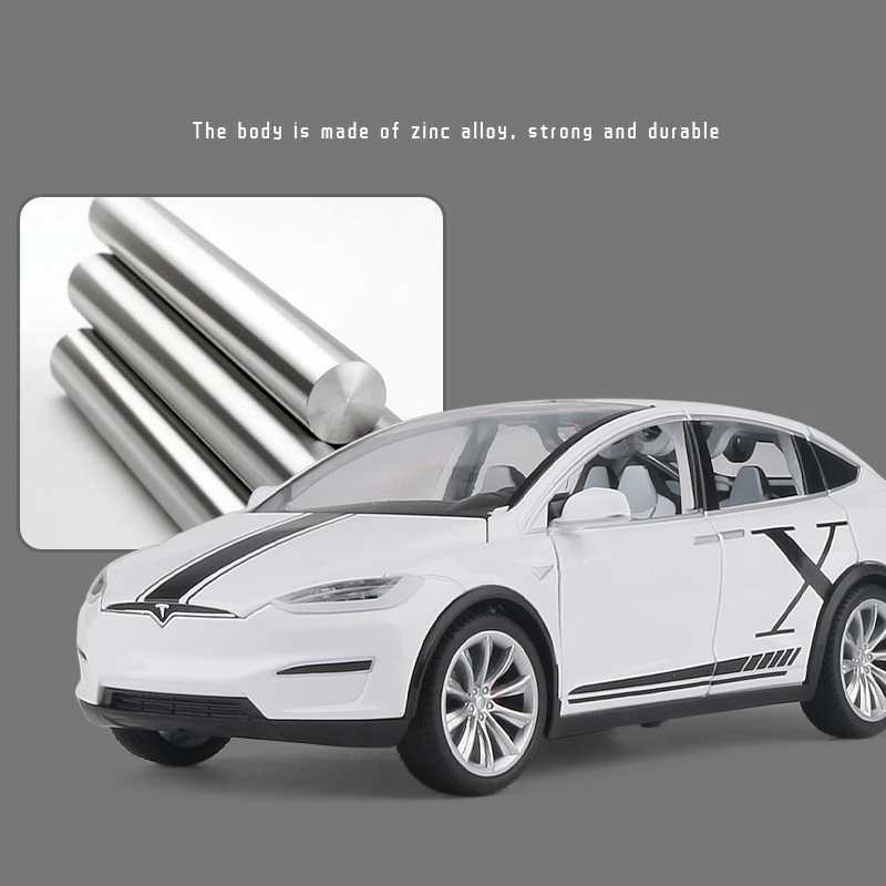 1 20 Tesla X Alloy Diecast Metal Modified Vehicles Car Model Silation Collection Sound Light Toy Gift Free shipping