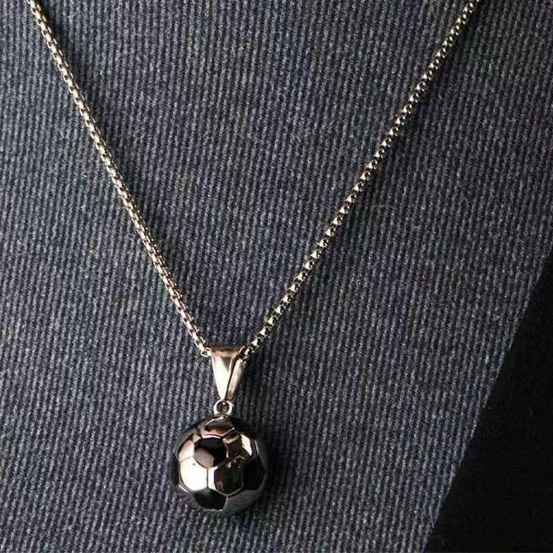 Trendmen Hiphop Rock Rapper Football Soccer Stainless Steel Pendant Necklaces For Men Bro Fashion Metal Clavicle Chain Jewelry X250224