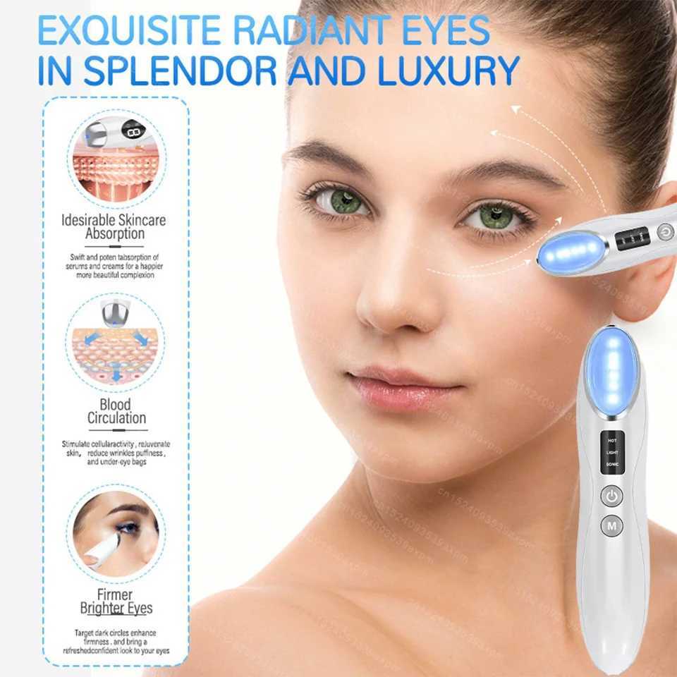 Electric Eye Massager Pen Led Photon Therapy Vibration Heating Anti aging Wrinkle Removal Equipment Dark Circle Bulging Skin CareXJ250224