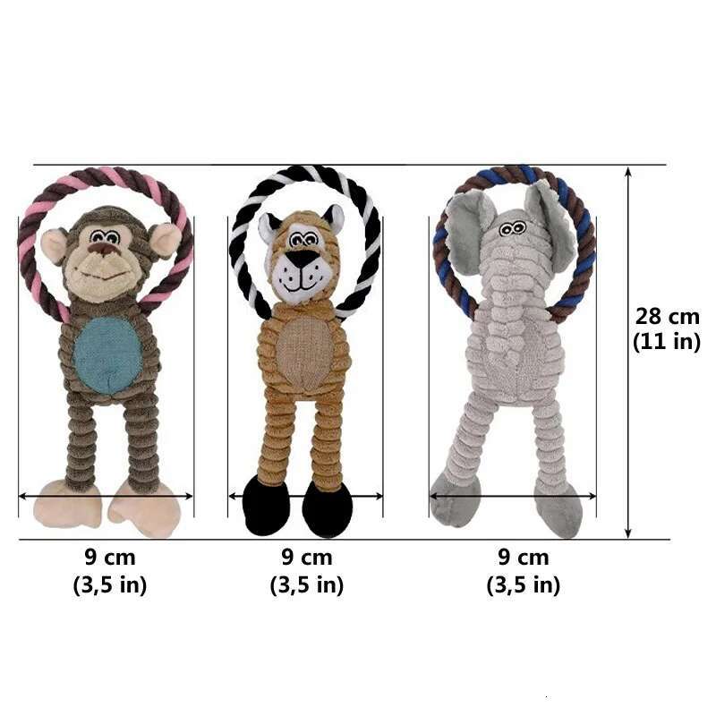 Fun Monkey Shape Corduroy Chew For Dogs Puppy Squeaker Squeaky Plush Dog Toy Training Pet Accessories Elephant