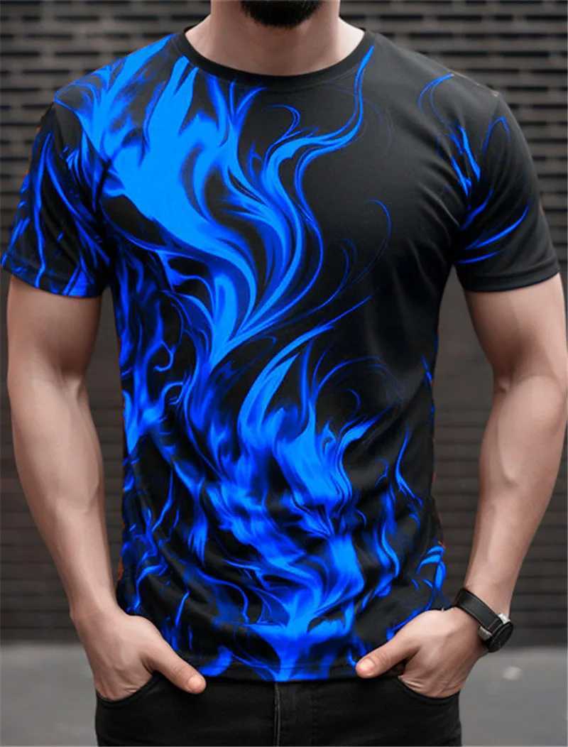 Fashion Mens Trend T-Shirts Short Sleeve Flame Series 3d Printed Street T Shirt 6XL Plus Size O-Neck Casual Tops W250224