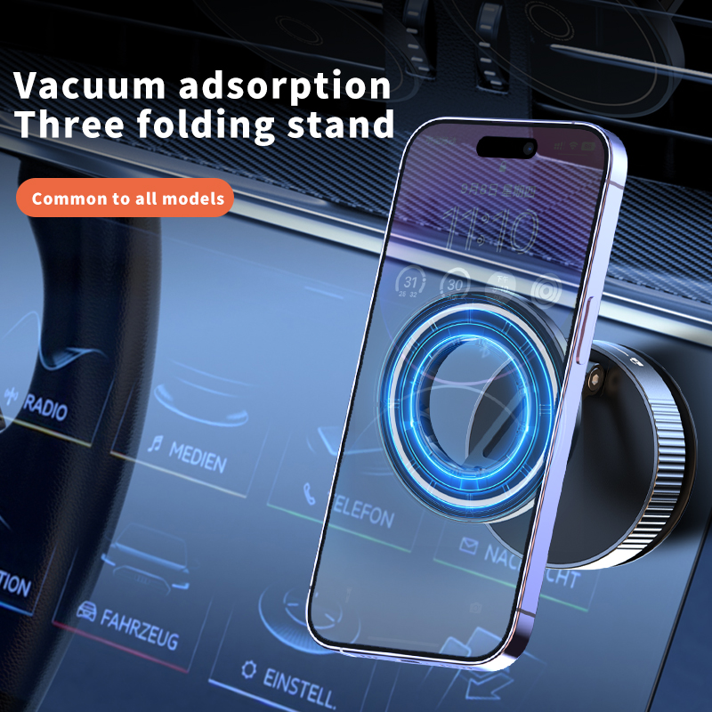 Car vacuum magnetic phone holder, 360 ° adjustable suction cup, foldable portable magnetic suitable for all smartphones and all car models and gym/bat