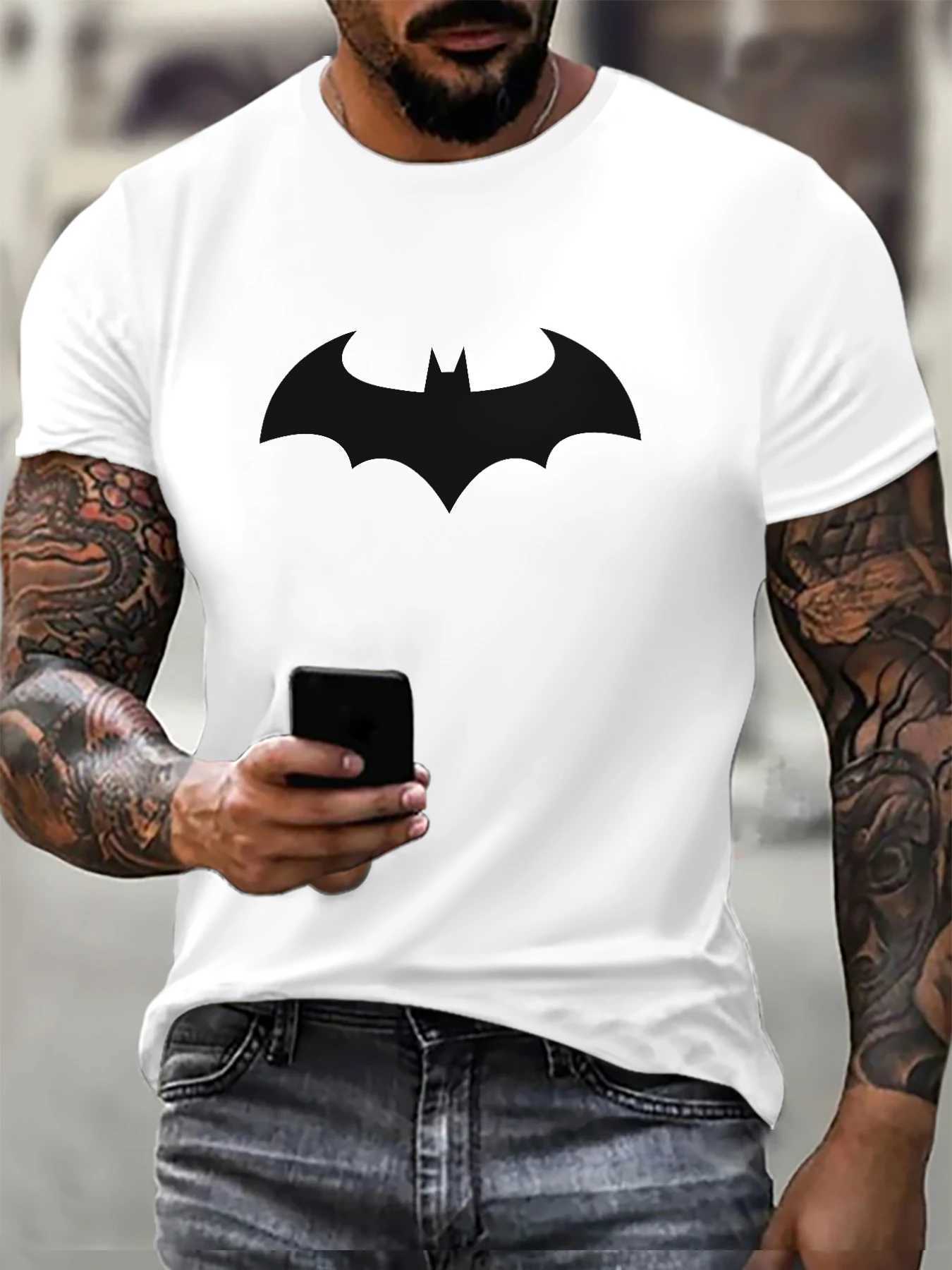 Fashion Bat Pattern Mens T-shirt Summer Short Sleeve Outdoor Street 3D Printed Hip Hop T-shirt 6XL Plus Size Casual Top W250224