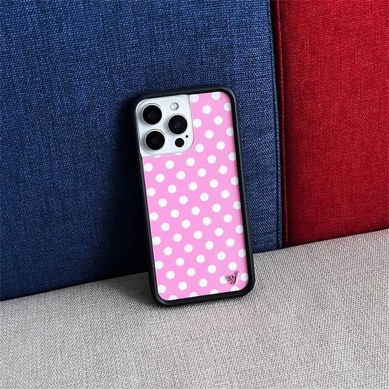 Wildflower cute Polka Dot Love plaid phone case iPhone13 Pro 14 Pro 15 Pro 14plus 16promax 12 WF acrylic stylish back cover X250224