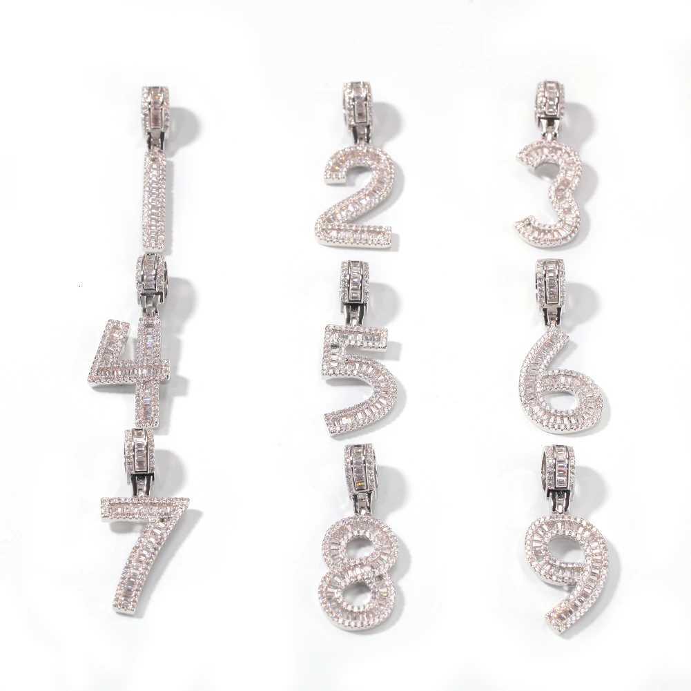 UWIN baguettecz Numbers Chain Necklaces Pendant Rope/Cuban Chain For Men Wen Fl d Out Cubic Zircon Hiphop Jewelry X250224