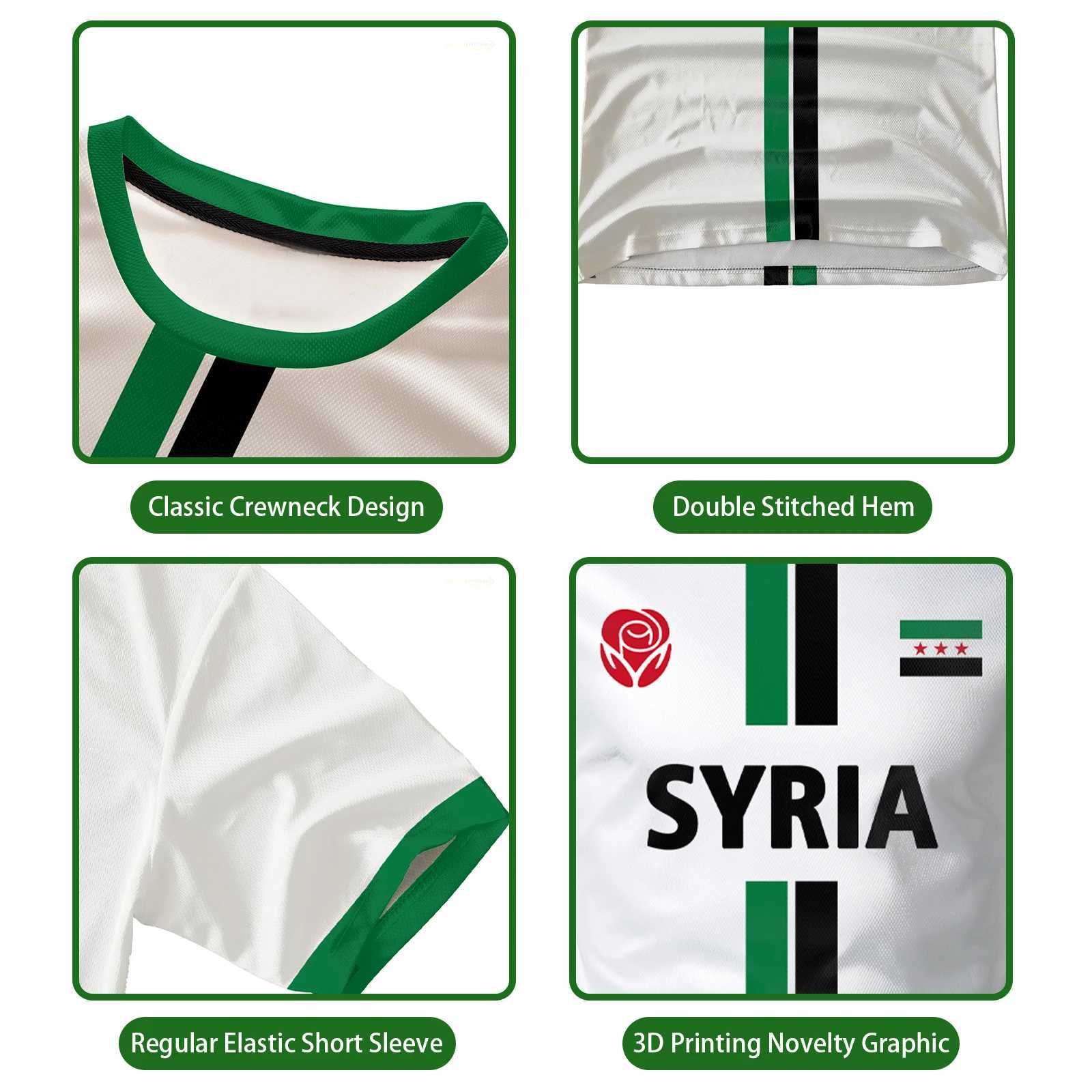Free Syrian flag pattern T-shirt mens sports T shirt NATIONAL emblem 3D print street loose unisex casual tops W250224