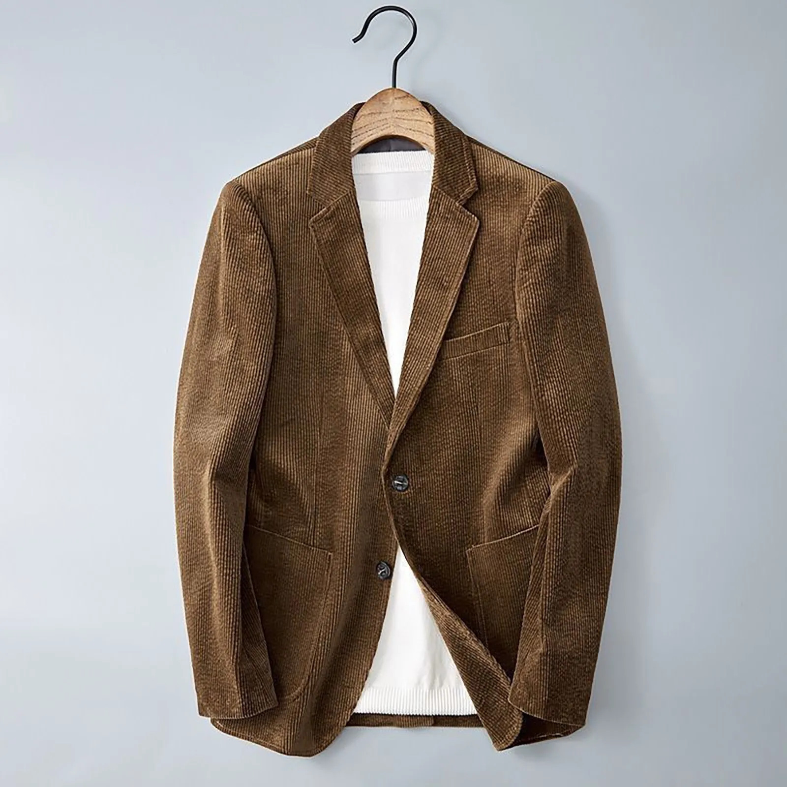 Mens Long Sleeve Leisure Button Suit Jacket Corduroy Slim Fit Lapel Suit Formal Dress For Wedding Banquet Business Occasion 250222