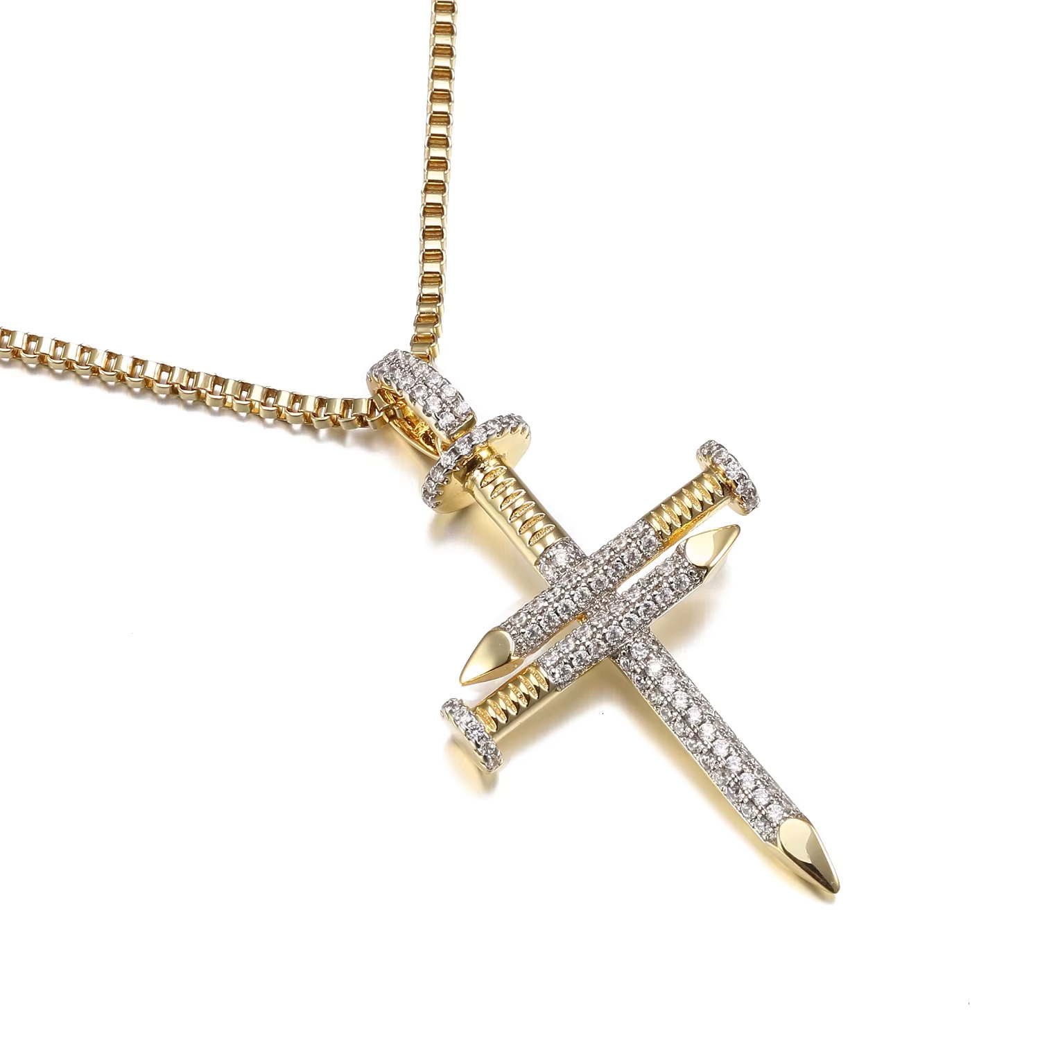 Jasen Sterg Sier Cross Necklace Gold Plated Jewelry Pendants & Charms