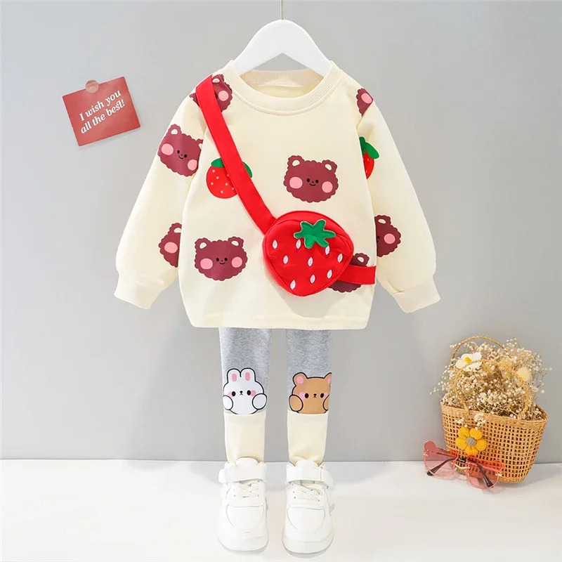Baby Girls Clothing Sets Spring Autumn Kids Cartoon Rabbit Long Sleeve T Shirt Pants Children Casual Clothes Infant Outfits 250224
