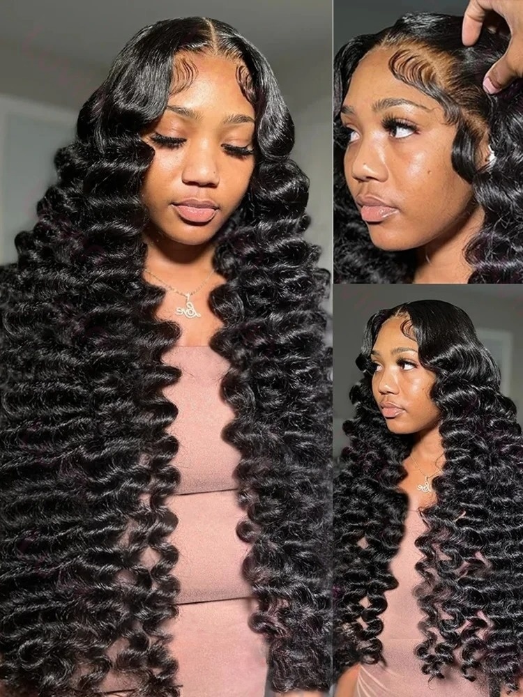 Free shipping 250% Peruvian Hair 30 38 40 Inch 13X6 Deep Hd Frontal Wig Black 13X4 Water Loose Wave Lace Front Wigs Synthetic Preplucked for Women
