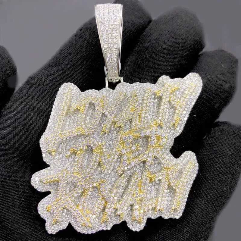 New Fashion Royal Letter Pendant Necklace Hip Hop Sparkling Cube Zirconia Mens Party Jewelry X250224