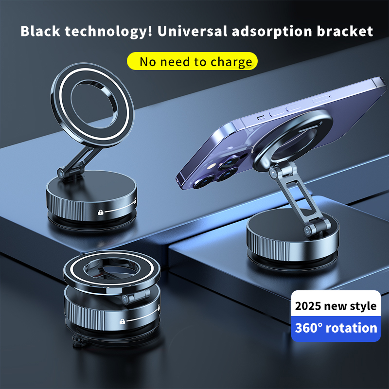 Car vacuum magnetic phone holder, 360 ° adjustable suction cup, foldable portable magnetic suitable for all smartphones and all car models and gym/bat